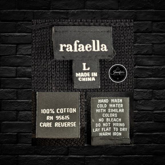 Rafaella Black Scoop Neck 3/4 Sleeve Cardigan Size Large - Picture 9 of 11